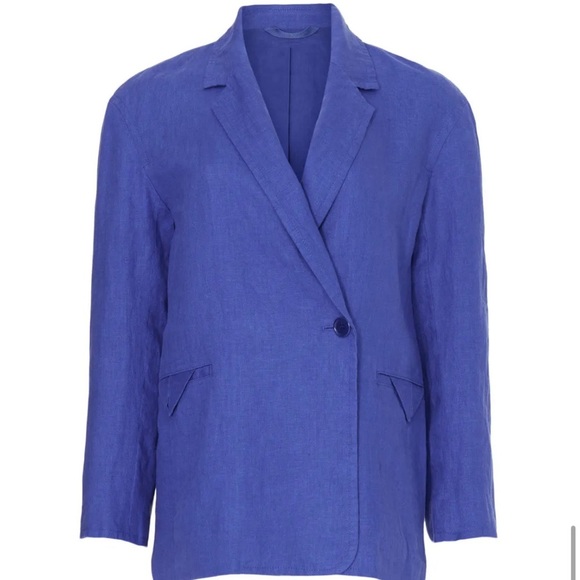 Madewell Double-breasted Linen Blazer Blue - Picture 6 of 7